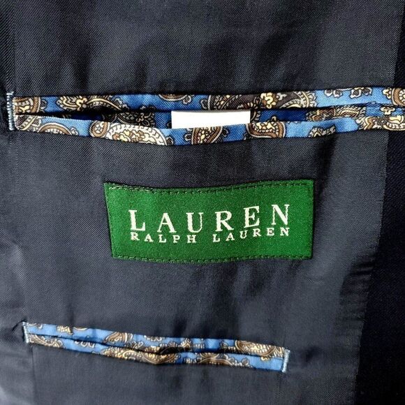 Lauren Ralph Lauren Wool 2 Button Blazer 44R Or Slim 46R Blue - Picture 7 of 10